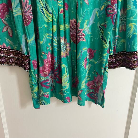 Soft Surroundings Tunic Womens Large Floral Sequin Embellished Embroidery - Picture 4 of 11